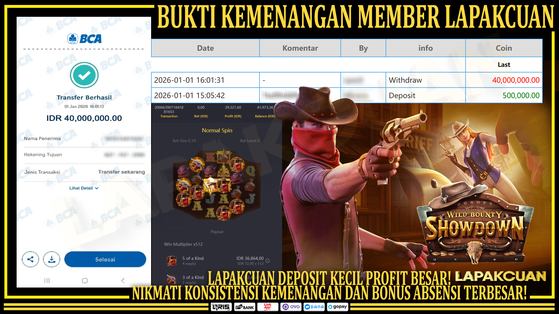 bukti kemenangan member bermain di wild bounty showdown pg soft